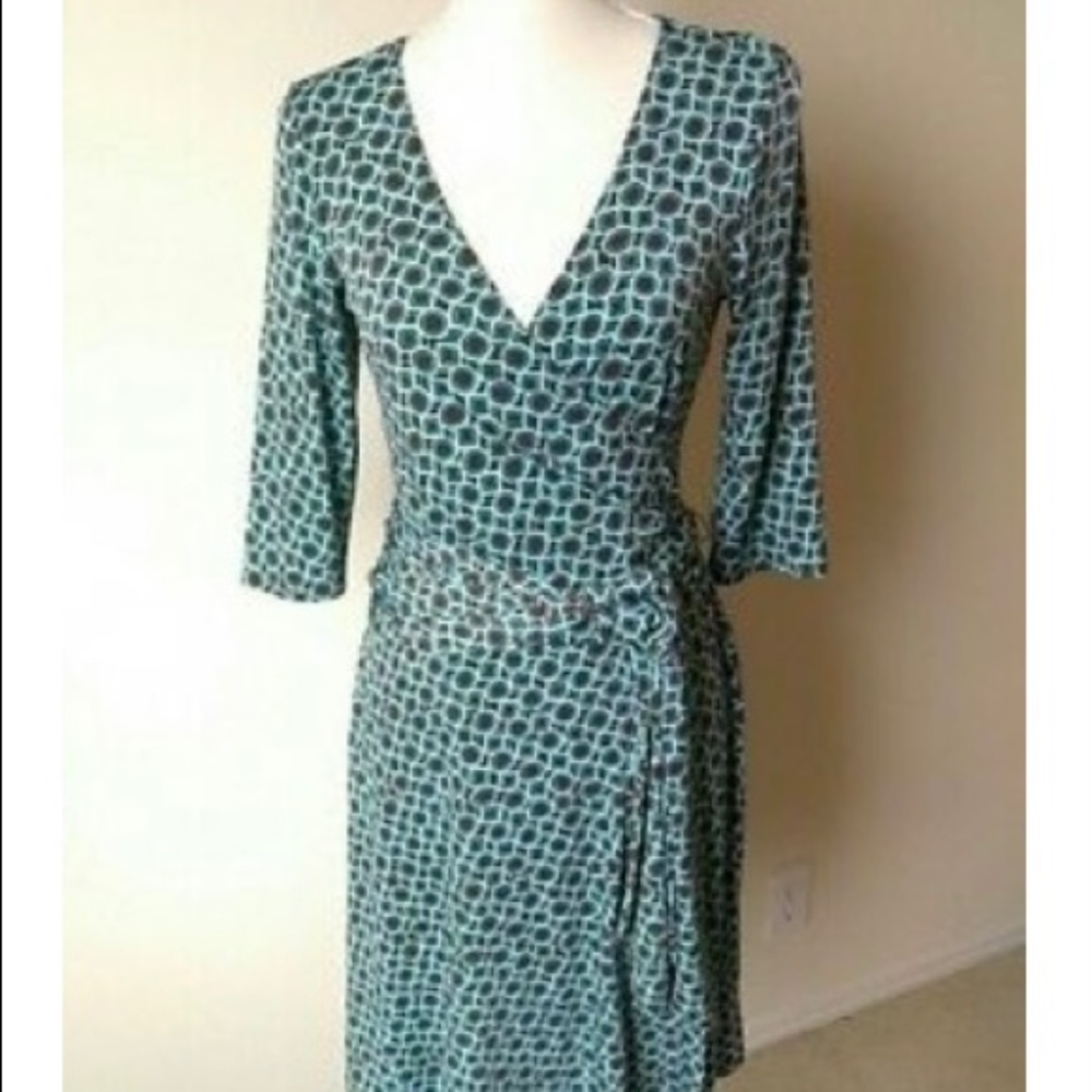 Easy to wear black faux wrap dress.  AGB